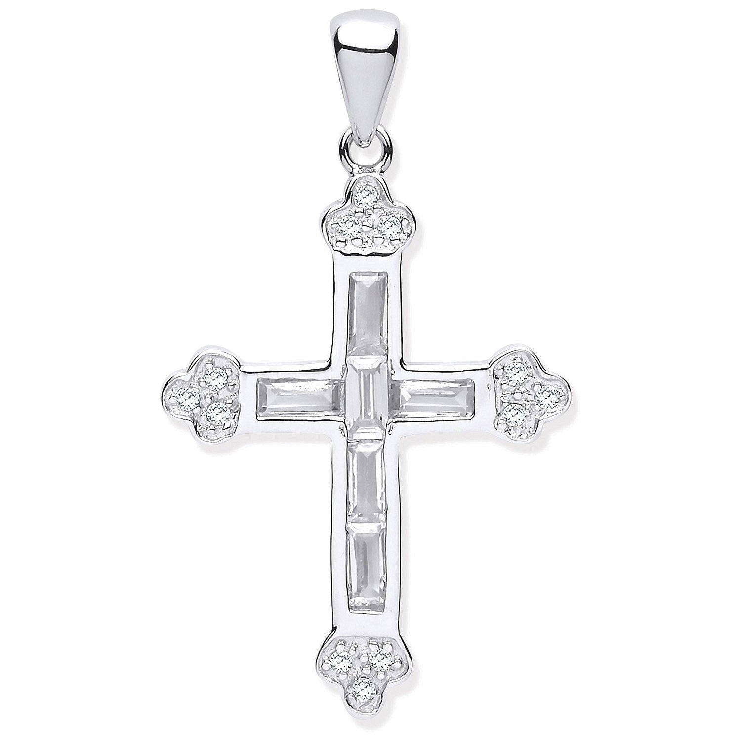 Silver Baguette Cubic Zirconia Cross - Luxury Watch - Certified Authentic - Swiss Made – Luxury Watch by Imperial Time